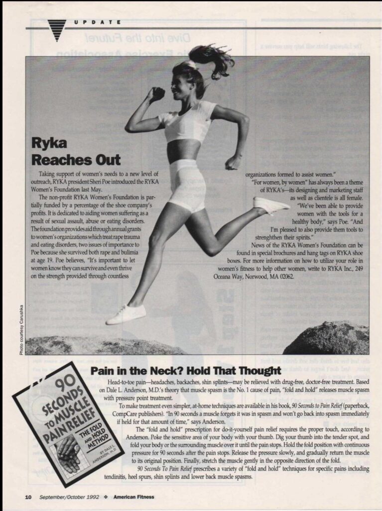 Sept./Oct. 1992 American Fitness Magazine. RYKA Women's Foundation featuring Carushka Bodywear Bodynet.