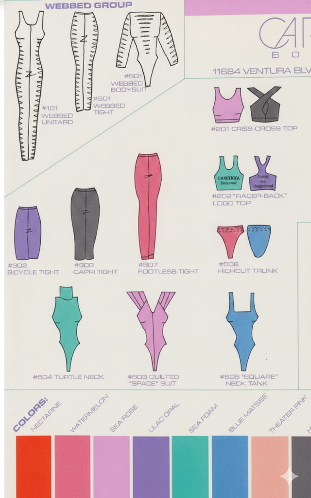Hand-drawn technical fashion sketches by Carushka H. Jarecka, showcasing the intricate design and pattern-making precision of her original bodywear silhouettes.