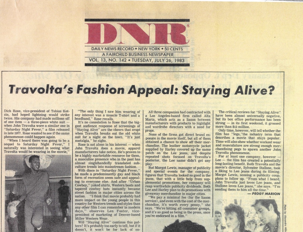 A feature from the July 26, 1983, issue of Daily News Record (DNR) New York, highlighting Carushka Jarecka. The trade publication discusses her influence on the bodywear market during the height of the 1980s fitness fashion boom.